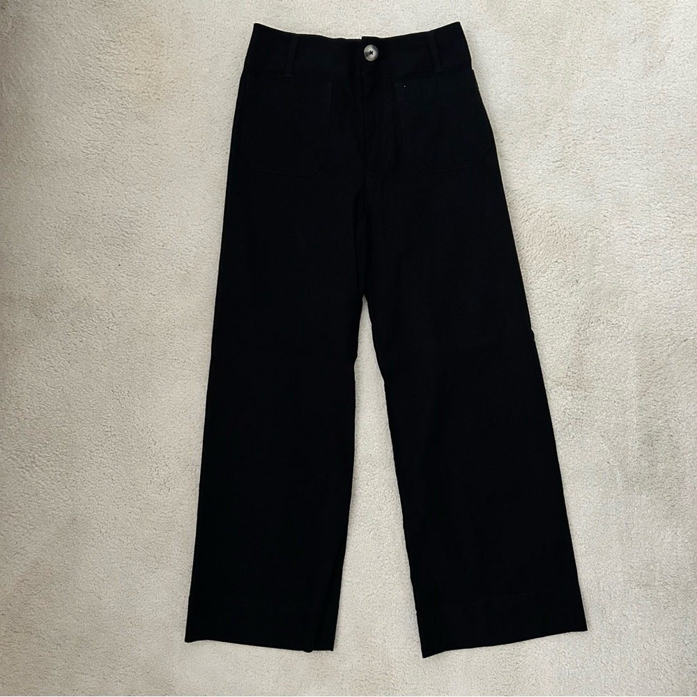 Anthro NWOT Black Knit Wide-Leg Crop Pants | High Rise Minimal Chic
